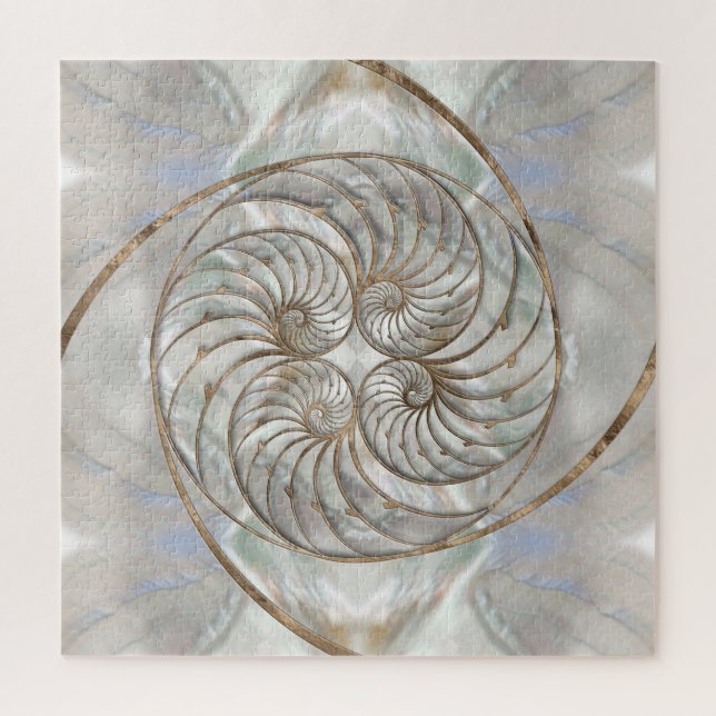 Nautilus Shell - Mother of Pearl and gold Jigsaw Puzzle (Vertical)