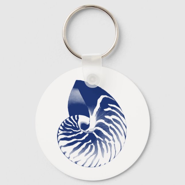 Nautilus shell - navy blue and white keychain (Front)