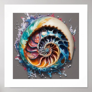 Nautilus Shell Sea World Poster