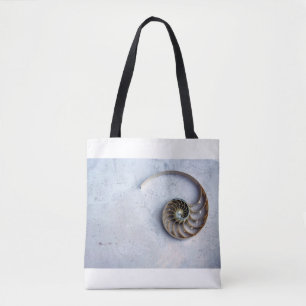 nautilus shell seashell Fibonacci swirl tote bag