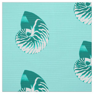 Nautilus Shell - turquoise, aqua and white Fabric