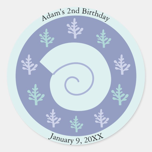 Nautilus Shell Under the Sea Birthday Classic Round Sticker (Front)