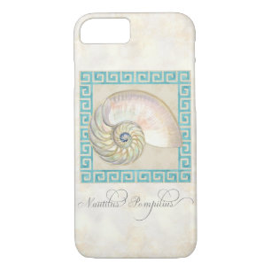 Nautilus Shell Watercolor Greek Key Damask Beach Case-Mate iPhone Case