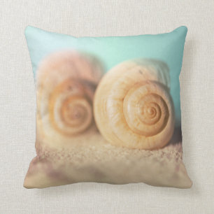 Nautilus Shells On Beach Throw Pillow