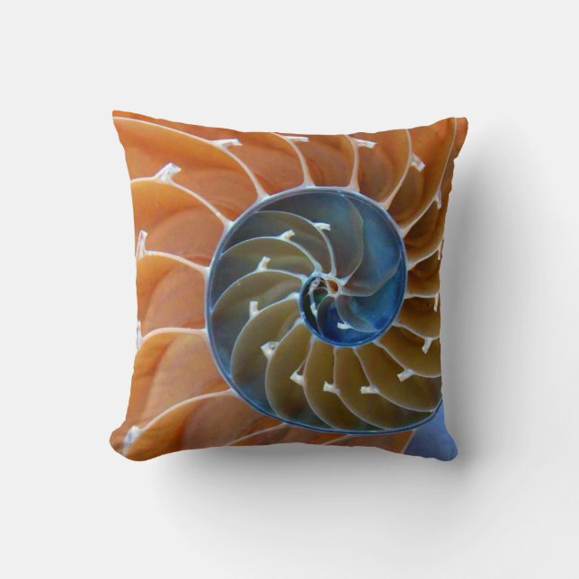 Nautilus Spirals Throw Pillow (Front)