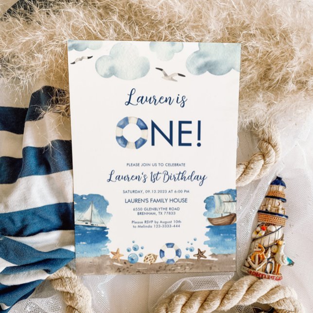 Nautique 1er anniversaire invitation (Créateur téléchargé)