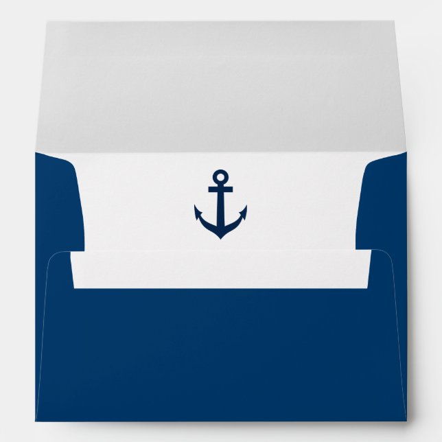 Nautique ancre ligne marine bleu mariage enveloppe (Dos (Bas))