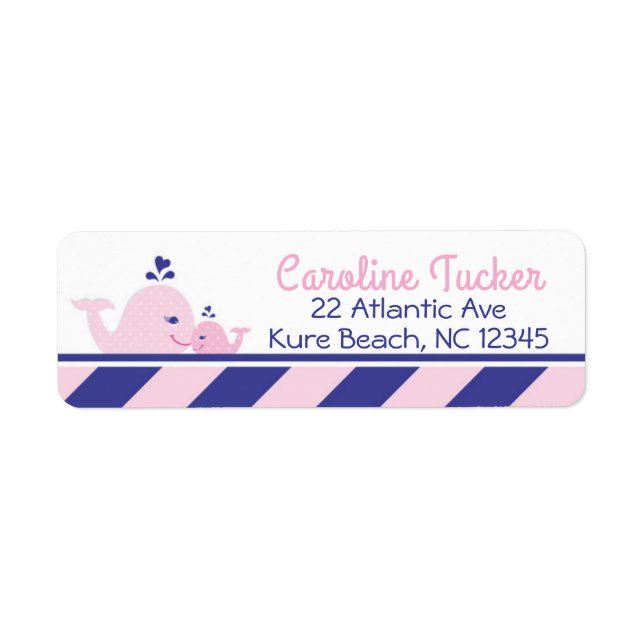 Nautique Baby shower baleine Étiquette de adresse  (Devant)