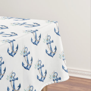 Nautique Baby shower nappe Flore bleu marine