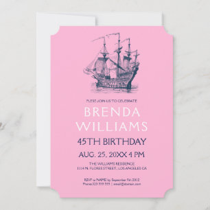 Nautique Blue Vent voile Anniversaire Invitation d
