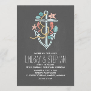 Nautique invitation de mariage de plage - tableau