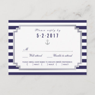 Nautique Marine bleu mariage RSVP carte choix de r