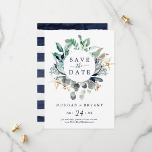 Nautique moderne   Green Save the Date Card