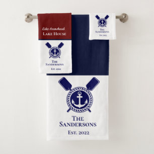 Nautique moderne Marine Bleu Monogram Lake House