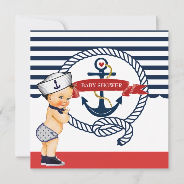 Nautique oh c'est une invitation de baby shower de (Devant)