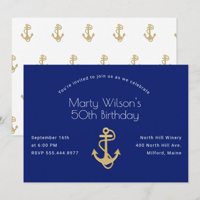 Nautique Son Anniversaire Célébration Invitation (Devant / Derrière)