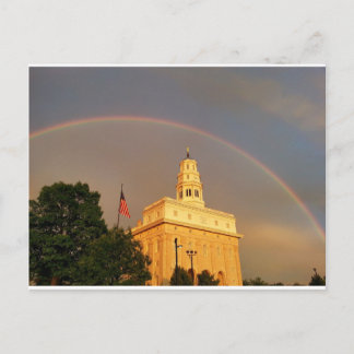Nauvoo Illinois Temple Embraced By a Rainbow Postcard