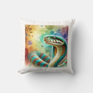Nauyaca Snake 050824AREF122 - Watercolor Throw Pillow