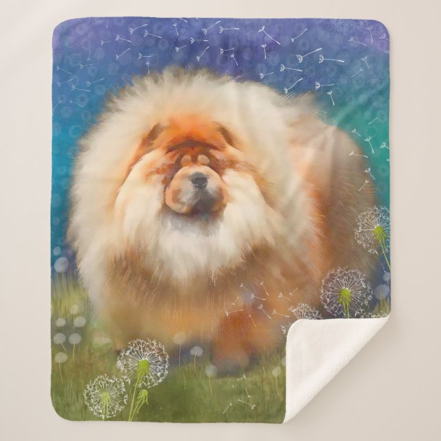 NAVA in the dandelion-chow Sherpa blanket 3 sizes (Front)