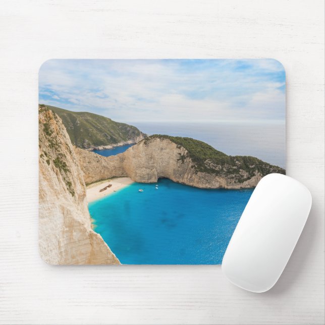 Navagio Beach Greece Mouse Pad – Scenic Coastal  (With Mouse)