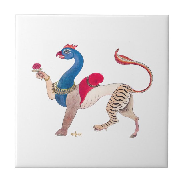 Navagunjara Krishna vintage Indian painting religi Tile (Front)