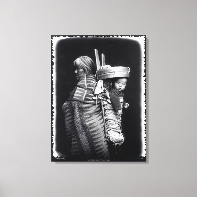 Navaho woman carrying a papoose on her back canvas print (Front)