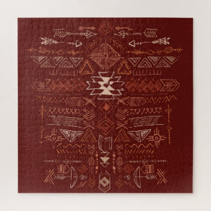 Navajo Aztec: Ethnic Doodle Pattern. Jigsaw Puzzle