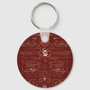 Navajo Aztec: Ethnic Doodle Pattern. Keychain