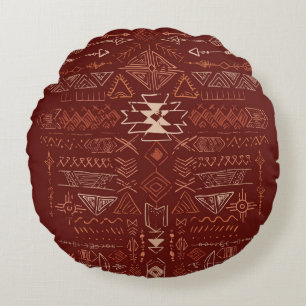 Navajo Aztec: Ethnic Doodle Pattern. Round Pillow