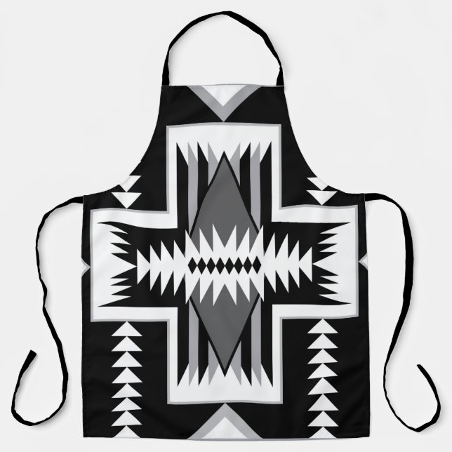 Navajo Black & Grey All-Over Print Apron (Front)