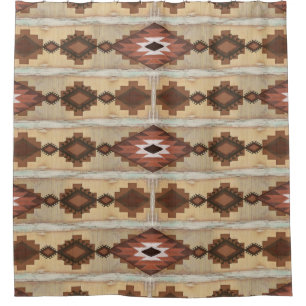 Navajo Blanket Pattern Mountain Rustic Wood Cabin