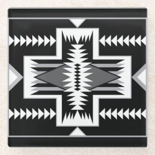 Navajo Design - 3 Ceramic Tile Glass Coaster
