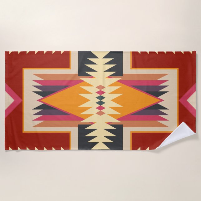 Navajo Design-8 Beach Towel (Front)