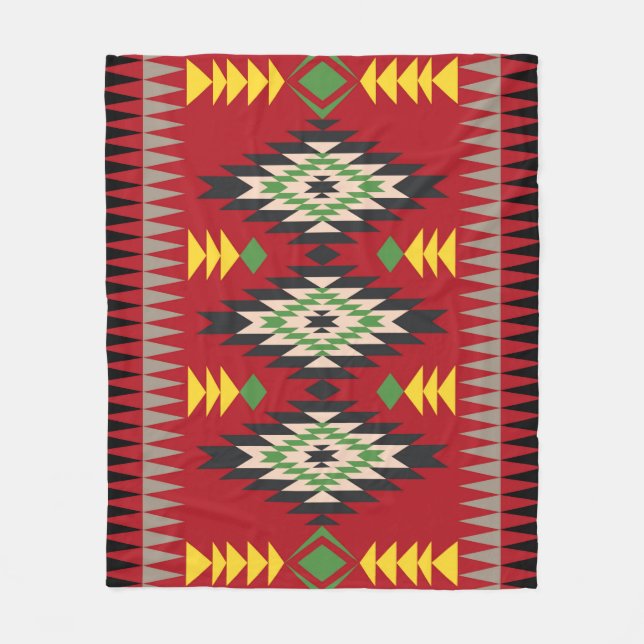 Navajo Design Pattern-1 Fleece Blanket (Front)