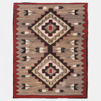 NAVAJO FEATHER PATTERN TAPESTRY 1900 reprint Fleece Blanket