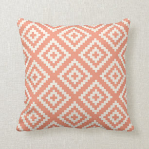 Navajo Gemetric Pattern Peach and Cream Throw Pillow