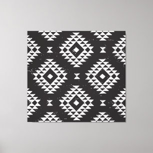 Navajo Geometric: Black White Tribal. Canvas Print