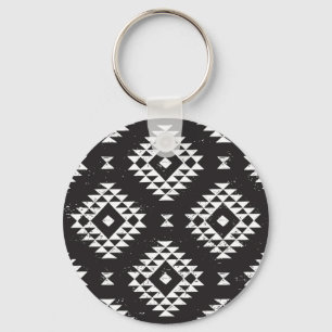 Navajo Geometric: Black White Tribal. Keychain