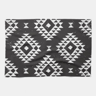 Navajo Geometric: Black White Tribal. Kitchen Towel