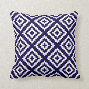 Navajo Geometric Pattern Cobalt Blue Throw Pillow
