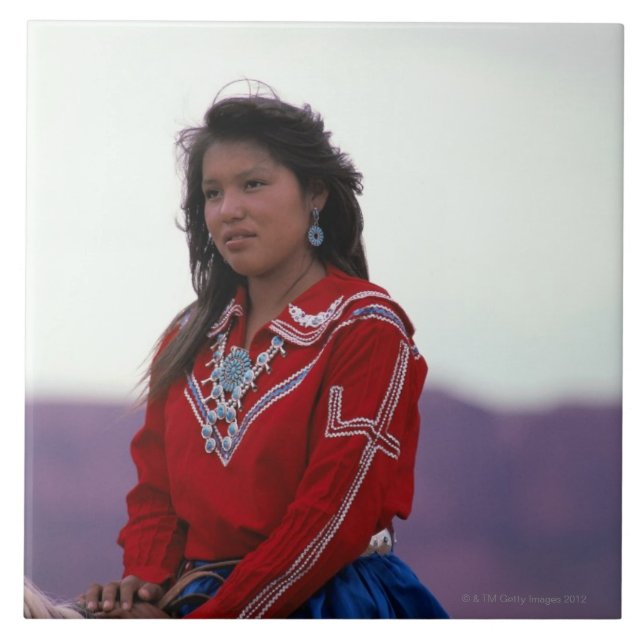 Navajo Girl on Horseback Tile (Front)