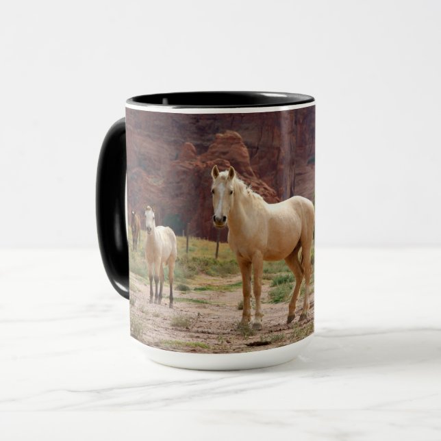 Navajo Horses Run Free on the Canyon Floor Mug (Front Left)