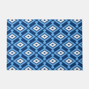 Navajo Ikat Pattern, Indigo and Denim Blue Doormat