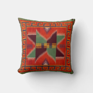 NAVAJO INDIAN 1800s HORSE SADDLE BLANKET REPRINT Throw Pillow