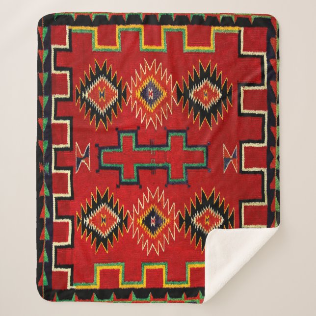 NAVAJO INDIAN 1890 HORSE SADDLE BLANKET (Front)