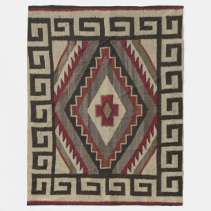 NAVAJO INDIAN ANTIQUE TAPESTRY FLEECE BLANKET