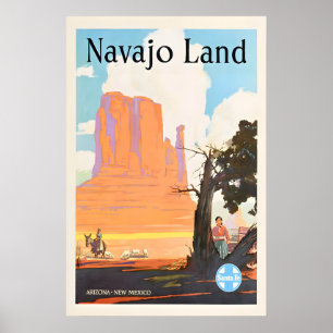 Navajo Land - Santa Fe Railroad - Vintage Travel Poster