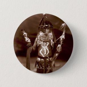 Navajo man in ceremonial dress 2 inch round button