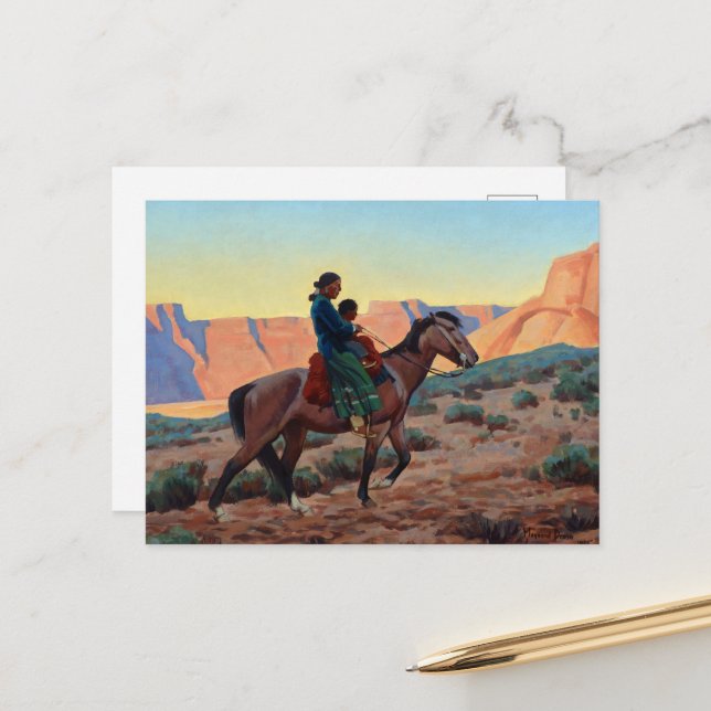 Navajo Mother by Maynard Dixon Postcard (Front/Back In Situ)