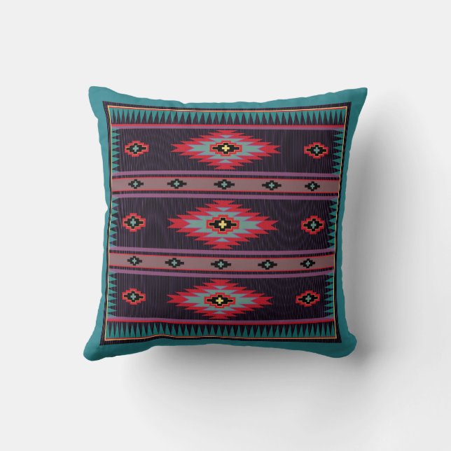 Navajo Pattern 7 Throw Pillow (Back)